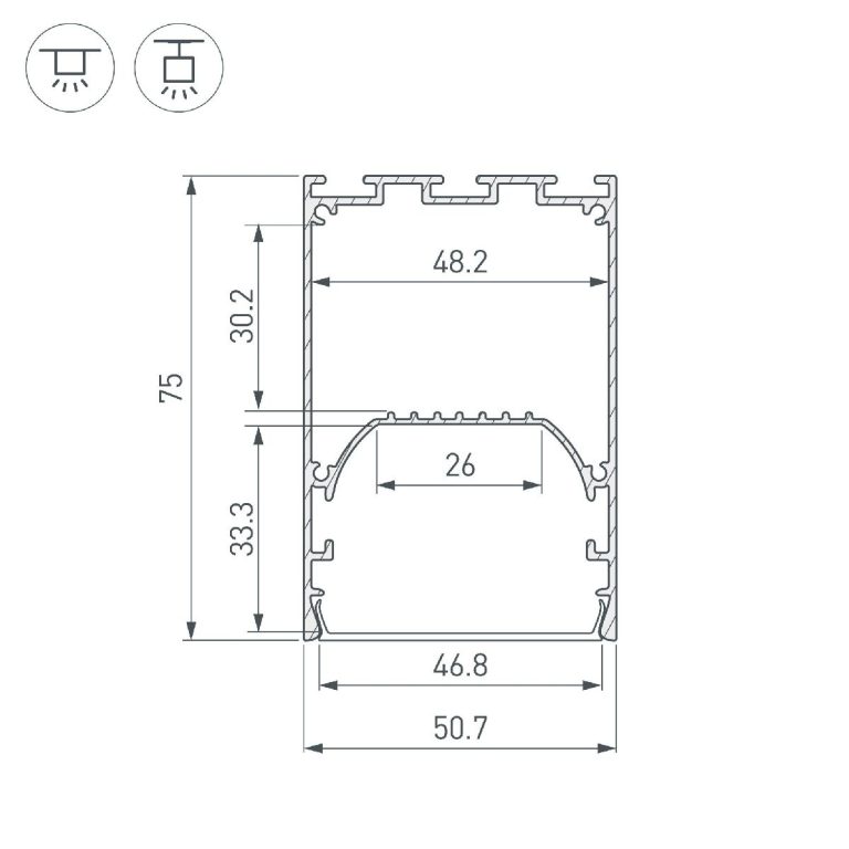 Алюминиевый профиль Arlight LINE-S-5075-3000 BLACK 041849