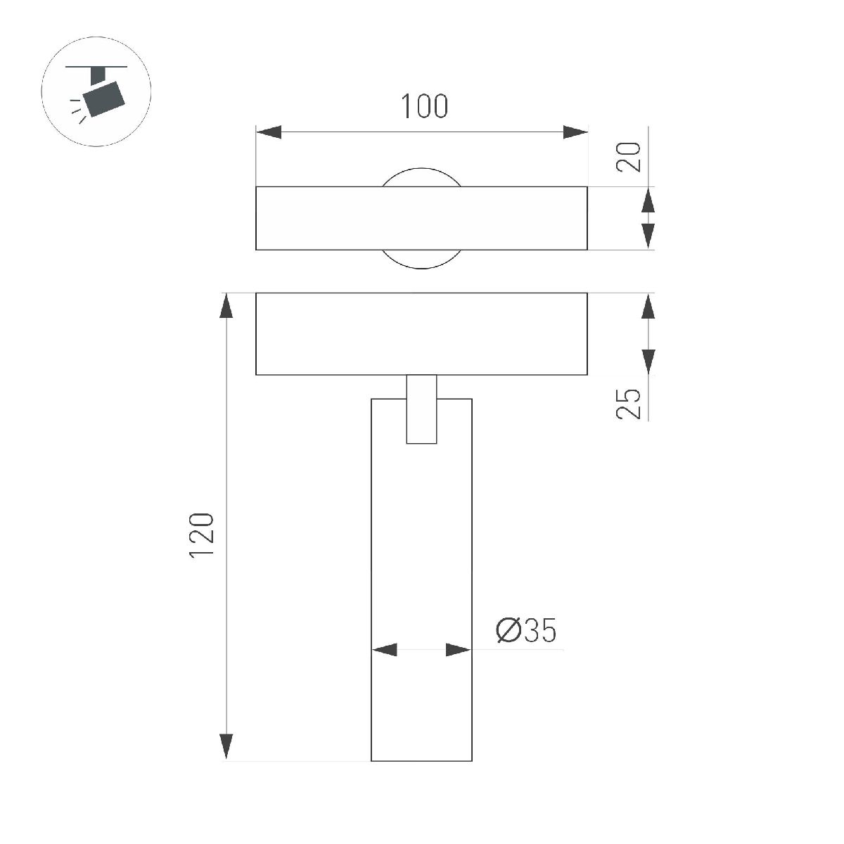 Трековый магнитный светильник Arlight MAG-SPOT-25-R90-9W Warm3000 050045 Трековый магнитный светильник Arlight MAG-SPOT-25-R90-9W Warm3000 050045