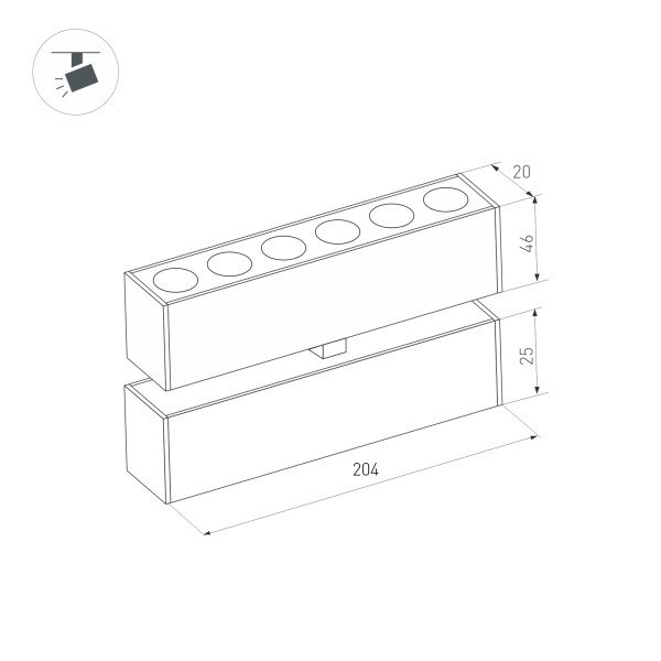 Трековый светильник Arlight Mag-Dots-FOLD-25-S200-6W Warm3000 034217 Трековый светильник Arlight Mag-Dots-FOLD-25-S200-6W Warm3000 034217