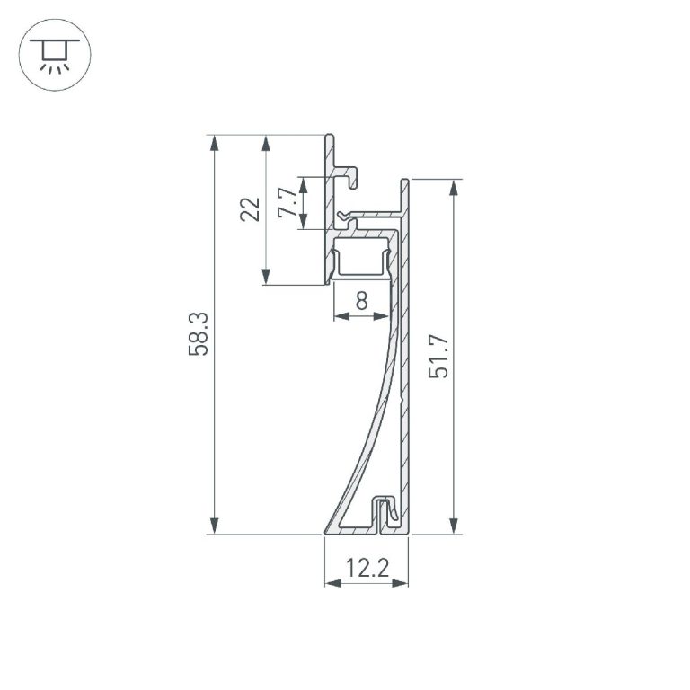 Профиль Arlight PLINTUS-H58-F-2000 ANOD 046391