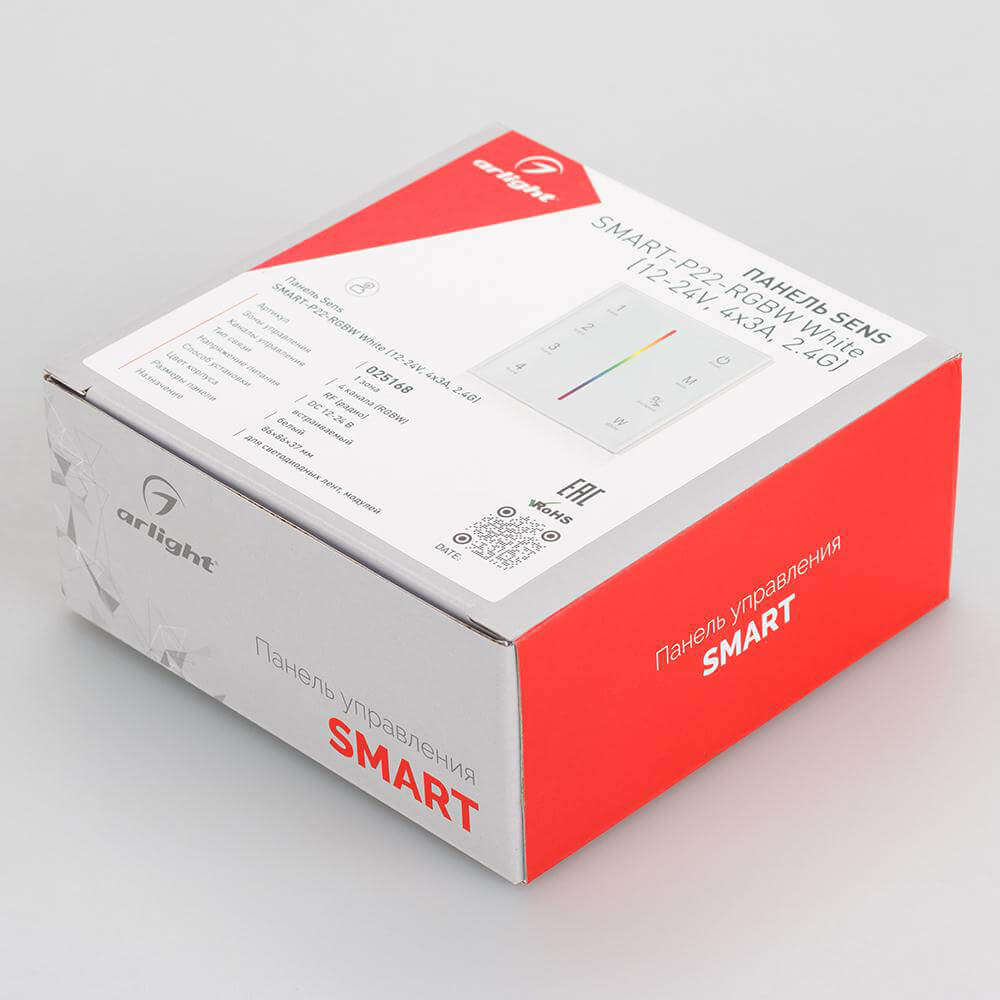 Панель Arlight Sens Smart-P22-RGBW White (12-24V, 4x3A, 2.4G) 025168 Панель Arlight Sens Smart-P22-RGBW White (12-24V, 4x3A, 2.4G) 025168