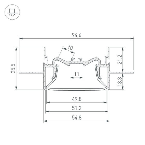 Алюминиевый профиль Arlight Foled-50-Ceil-Center-2000 035769 Алюминиевый профиль Arlight Foled-50-Ceil-Center-2000 035769