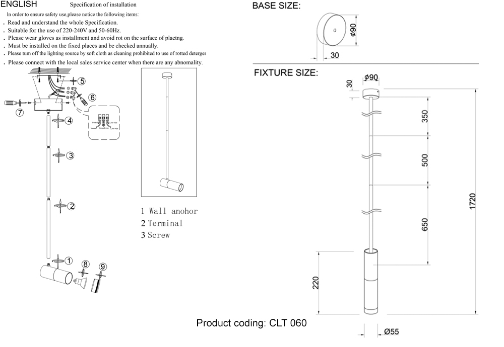 Подвесной светильник Crystal Lux CLT 060C1 BL Подвесной светильник Crystal Lux CLT 060C1 BL