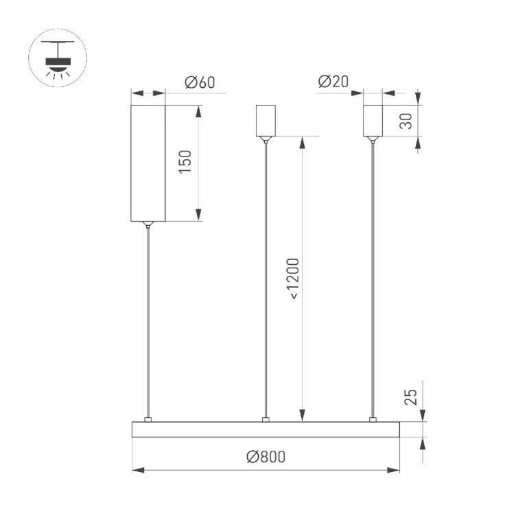 Подвесной светильник Arlight SP-CONGO-MULT-1-R800-42W Day4000 (WH, 120 deg, 230V) 046245