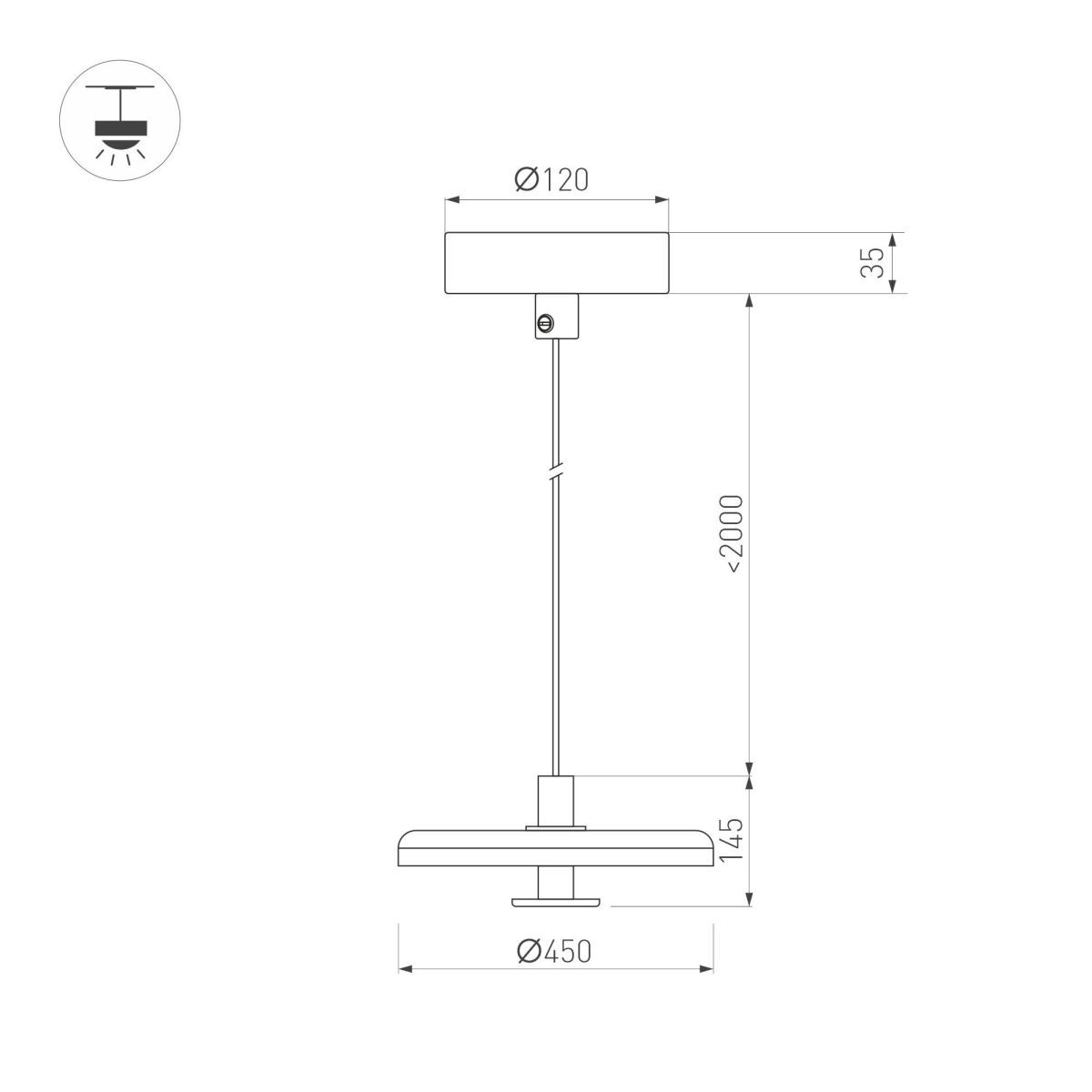 Подвесной светильник Arlight SP-KOTARO-R450-12W Warm2700 (BK-GR, 36 deg, 230V, TRIAC) 057225 Подвесной светильник Arlight SP-KOTARO-R450-12W Warm2700 (BK-GR, 36 deg, 230V, TRIAC) 057225