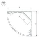 Алюминиевый профиль с экраном Arlight SL-Kant-H30-2000 Anod+Opal 036846