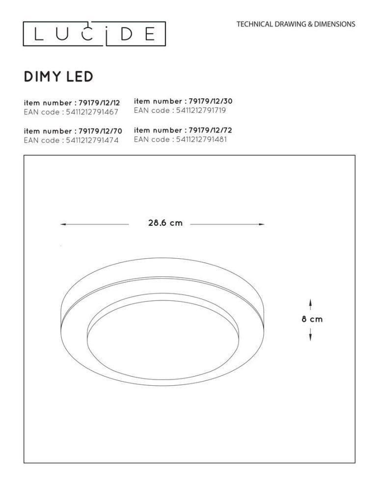 Потолочный светильник Lucide Dimy 79179/12/30