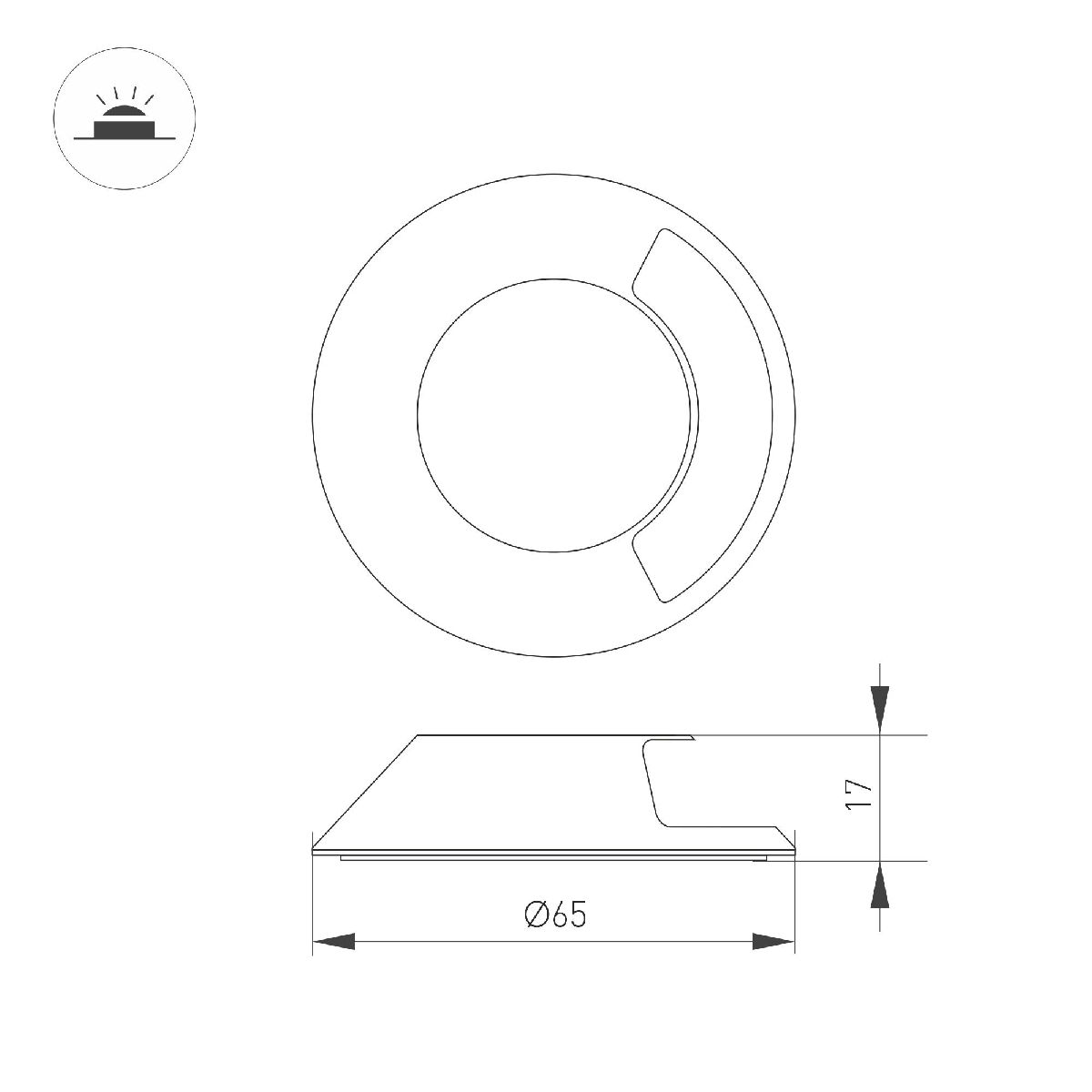 Накладка Arlight ART-DECK-CAP-LID1-R65 (SL, STEEL) 045349 Накладка Arlight ART-DECK-CAP-LID1-R65 (SL, STEEL) 045349