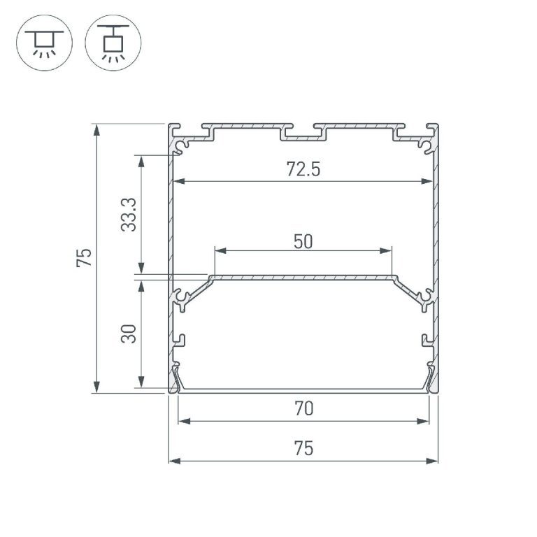 Алюминиевый профиль Arlight LINE-S-7575-3000 WHITE 041860