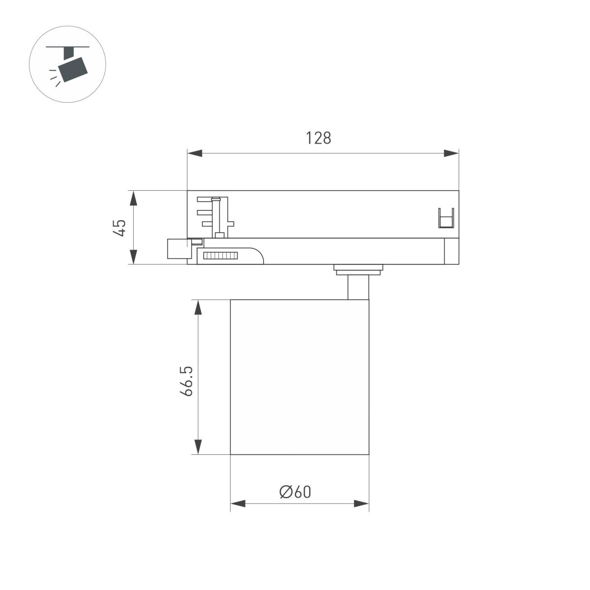 Трековый трехфазный светильник Arlight LGD-DYKE-4TR-R60-8W Day4000 (BK, 20 deg, 230V) 052130 Трековый трехфазный светильник Arlight LGD-DYKE-4TR-R60-8W Day4000 (BK, 20 deg, 230V) 052130