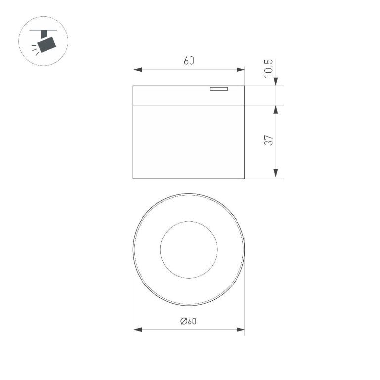 Трековый магнитный светильник Arlight MAG-MICROCOSM-POINT-R60-5W Warm3000 (BK, 36 deg, 24V) 043256