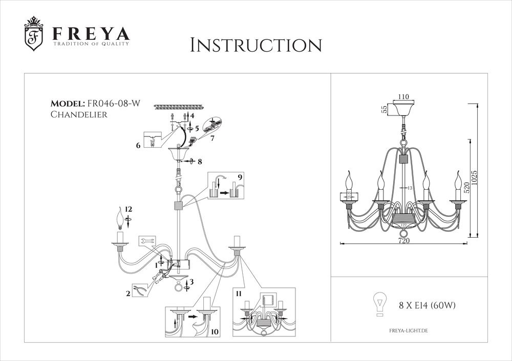 Подвесная люстра Freya Velia FR2046-PL-08-WG Подвесная люстра Freya Velia FR2046-PL-08-WG