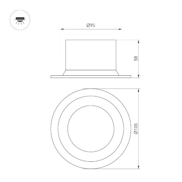 Встраиваемый светильник Arlight MS-DROP-BUILT-R105-14W Warm3000 (BK, 85 deg, 230V) 041495