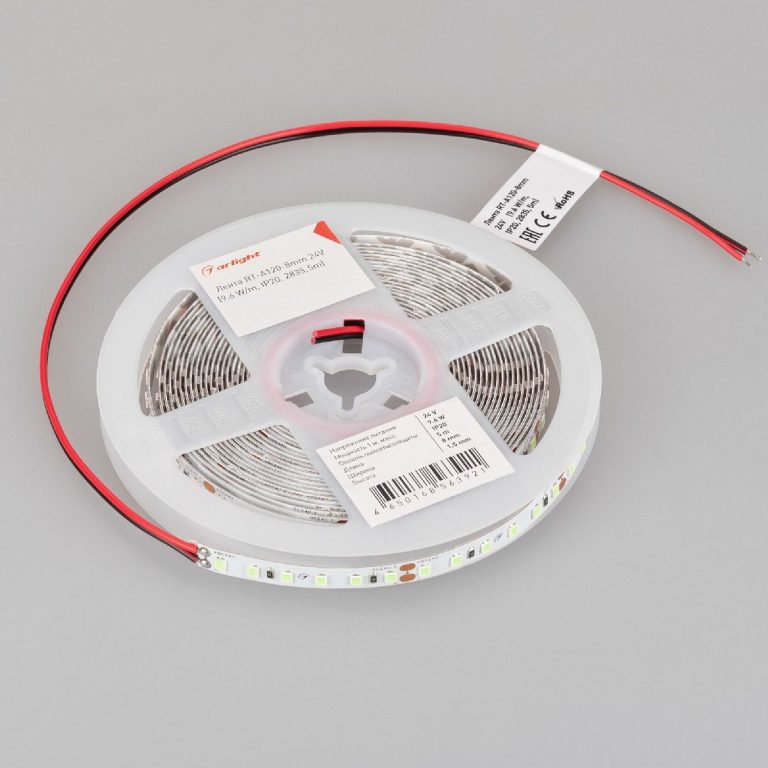 Светодиодная лента Arlight RT-A120-8mm 24V Tiffany (9.6 W/m, IP20, 2835, 5m) 043382