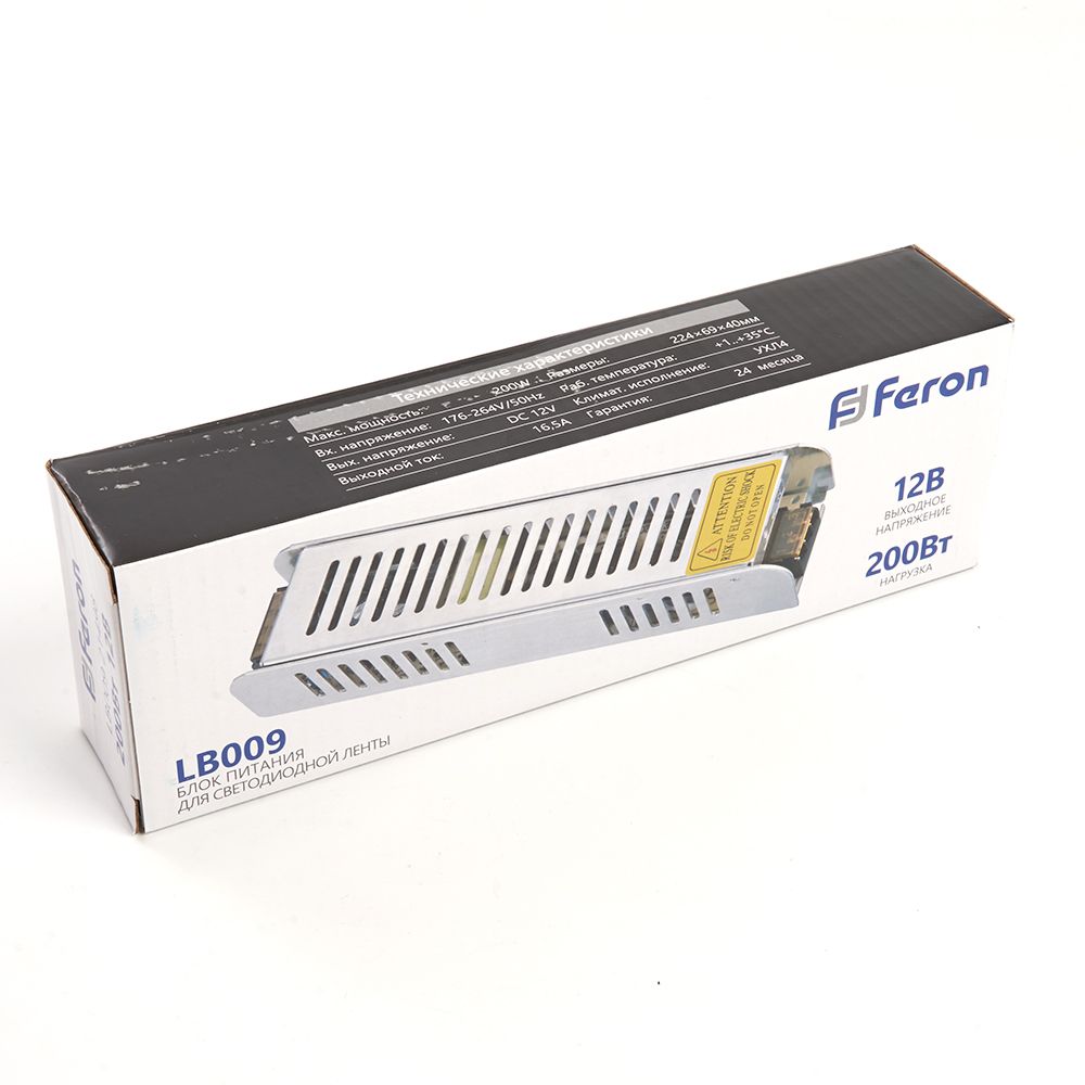Блок питания для светодиодной ленты Feron LB009 12V 200W IP20 16,5A 21498 Блок питания для светодиодной ленты Feron LB009 12V 200W IP20 16,5A 21498