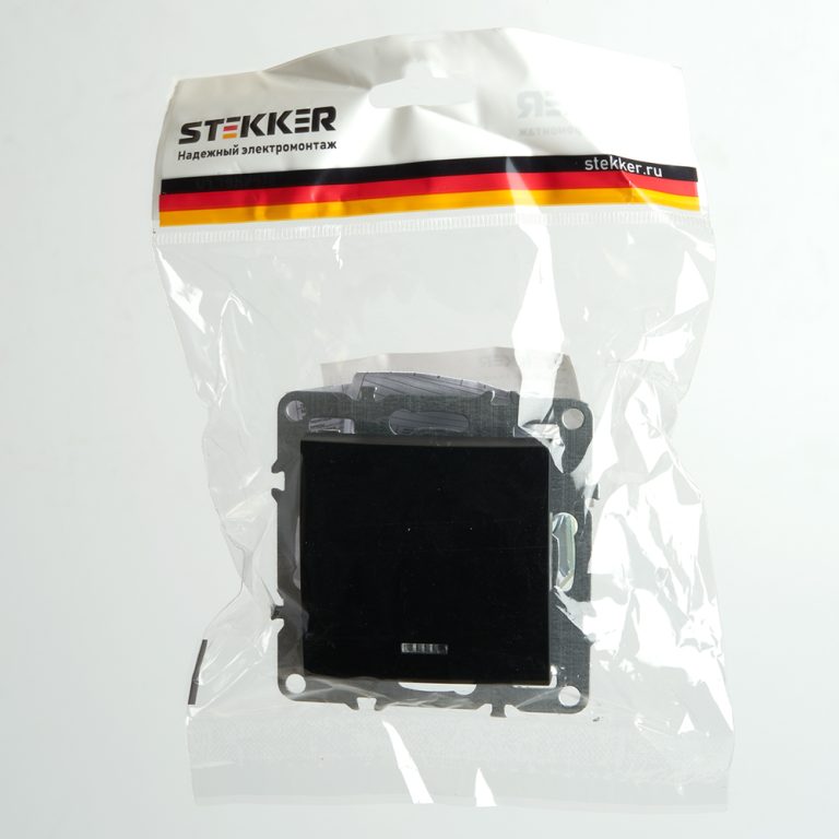 Выключатель 1-клавишный c индикатором Stekker Эрна PSW10-9101-03 49146