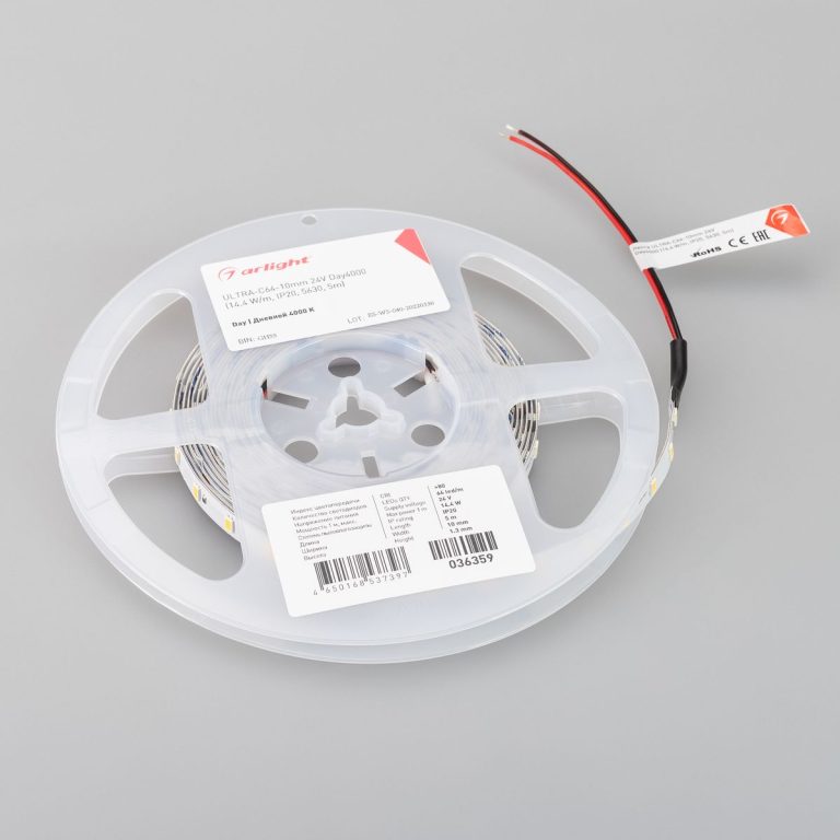 Светодиодная лента Arlight Ultra-C64-10mm 24V Day4000 (14.4 W/m, IP20, 5630, 5m) 036359