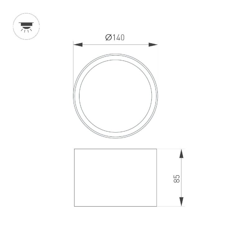 Накладной светильник Arlight SP-BISCOTTO-R140-15W Warm3300-MIX (BK-GD, 80 deg, 230V) 055027