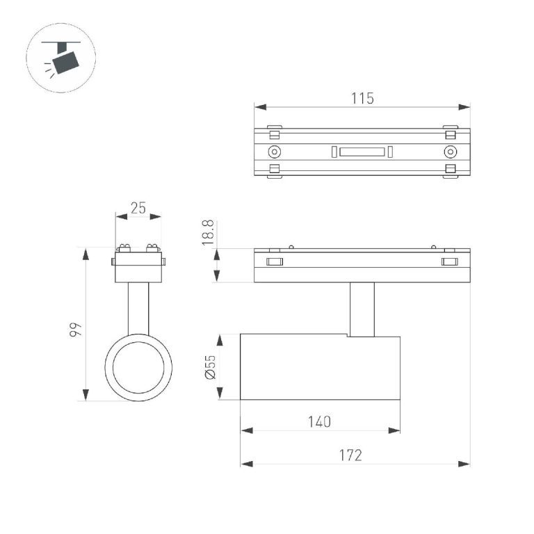 Трековый магнитный светильник Arlight MAG-VIBE-SPOT-R55-18W Day4000 (WH, 24 deg, 48V) 044480