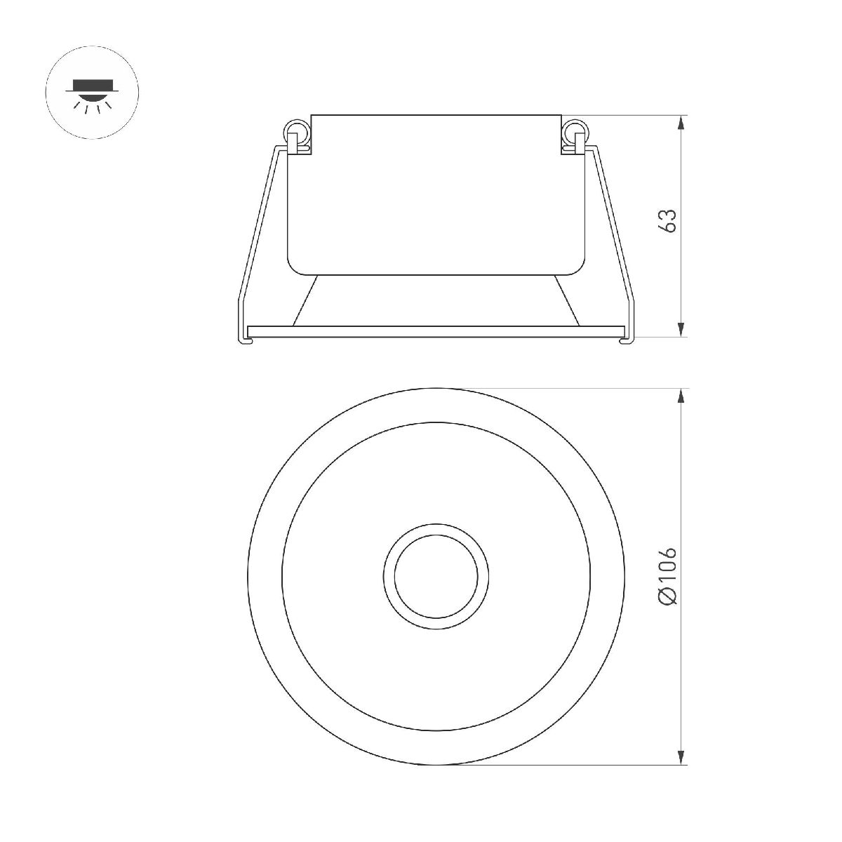 Встраиваемый светильник Arlight MS-HARBOR-R106-15W Warm3000 048286 Встраиваемый светильник Arlight MS-HARBOR-R106-15W Warm3000 048286
