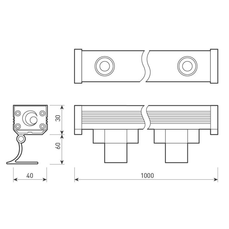 Линейный прожектор Arlight AR-LINE-1000-24W Warm3000 (GR, 30 deg, 230V) 024303(1)