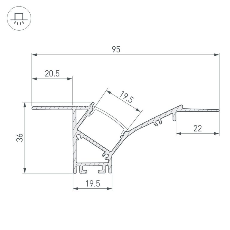 Профиль Arlight FANTOM-W45-BEVEL-2000 WHITE 039949