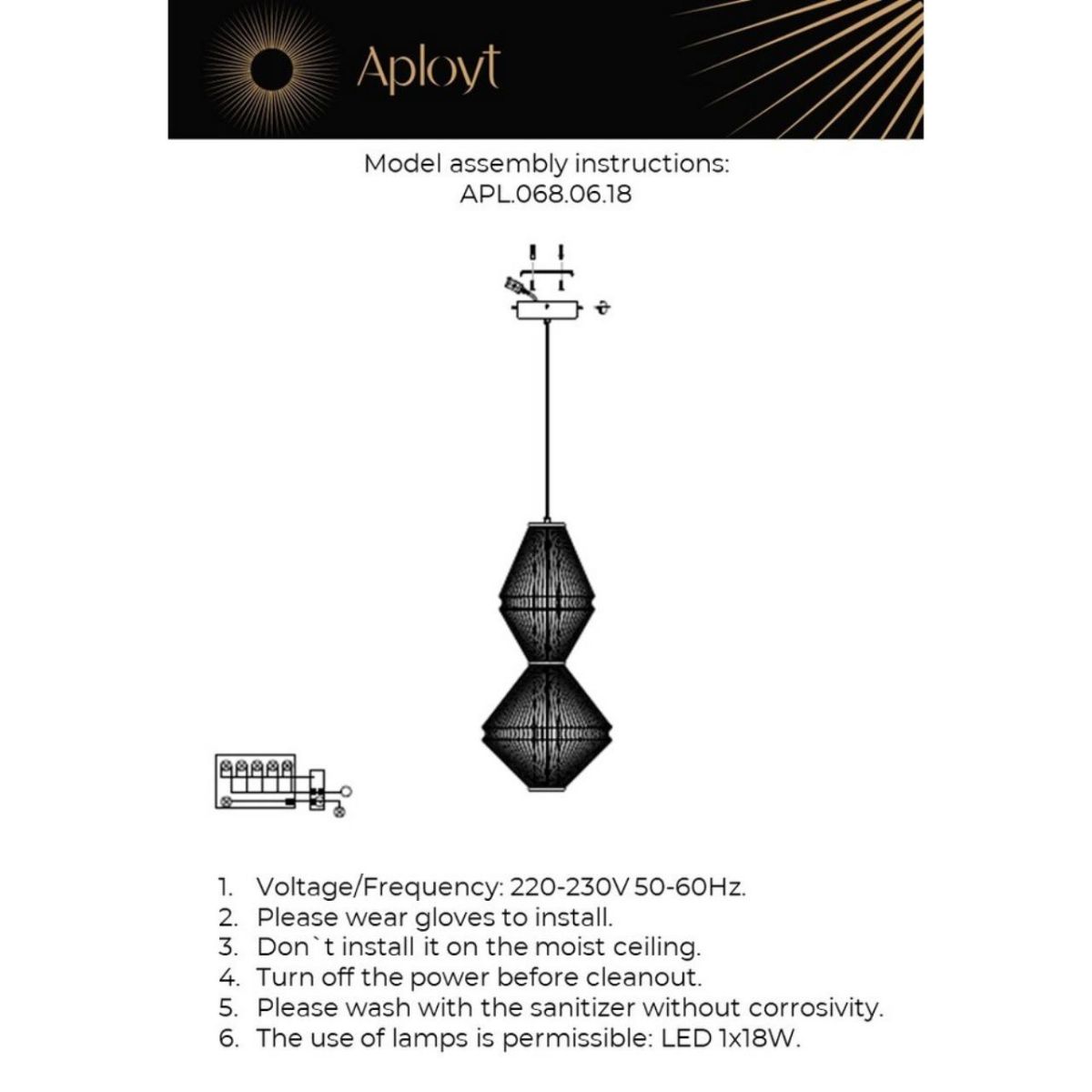 Подвесной светильник Aployt Dzhakket APL.068.06.18 Подвесной светильник Aployt Dzhakket APL.068.06.18