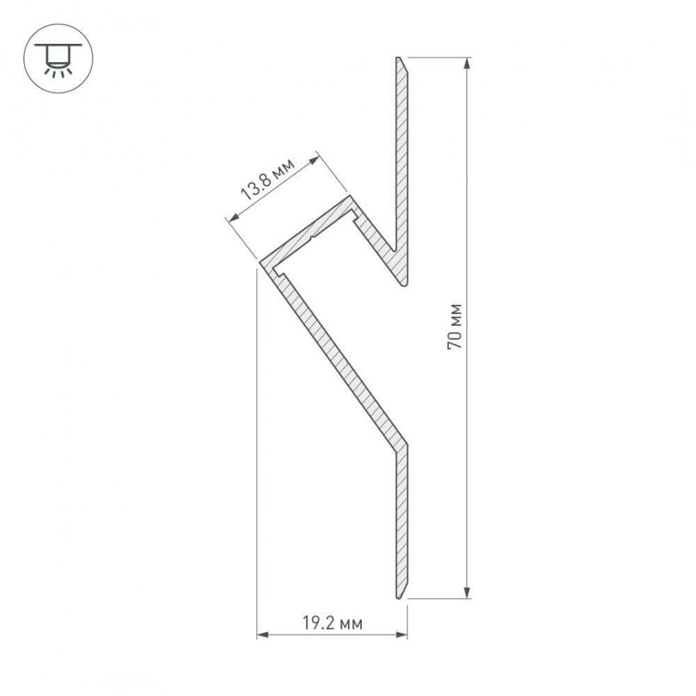 Профиль Arlight ARH-DECORE-S12-CAVE-F-2000 ANOD 023902 Профиль Arlight ARH-DECORE-S12-CAVE-F-2000 ANOD 023902