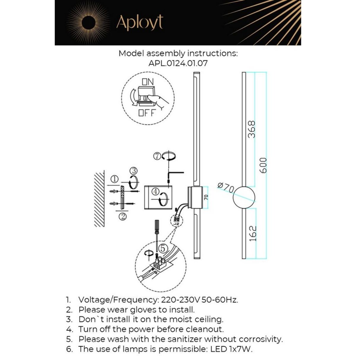 Настенный светильник Aployt Gabi APL.0124.01.07 Настенный светильник Aployt Gabi APL.0124.01.07