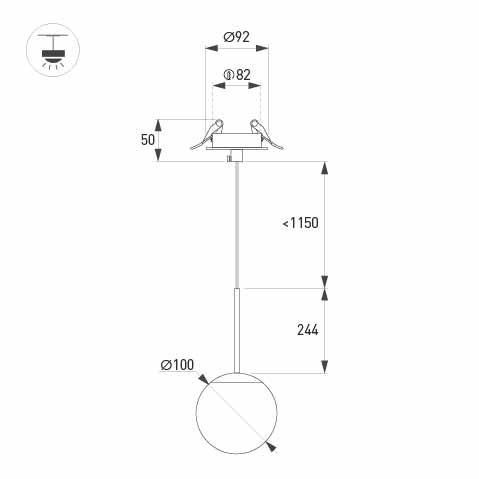 Подвесной светильник Arlight SP-BEADS-HANG-BUILT-T-R100-8W Warm3000 (BK-GD, 180 deg, 230V) 056420 Подвесной светильник Arlight SP-BEADS-HANG-BUILT-T-R100-8W Warm3000 (BK-GD, 180 deg, 230V) 056420