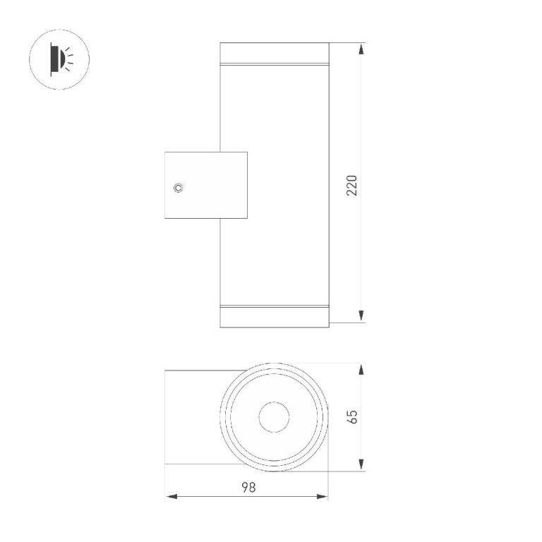 Уличный настенный светильник Arlight LGD-RAY-WALL-TWIN-R65-2x12W Warm3000 044231