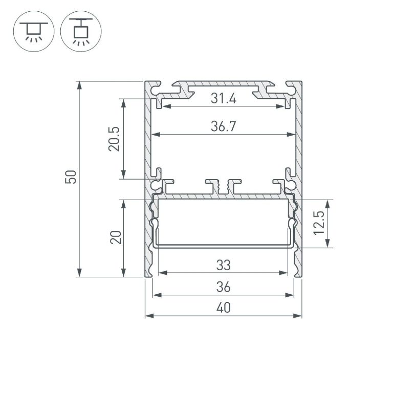 Алюминиевый профиль Arlight SL-LINE-4050-3L-2000 ANOD BLACK 044670