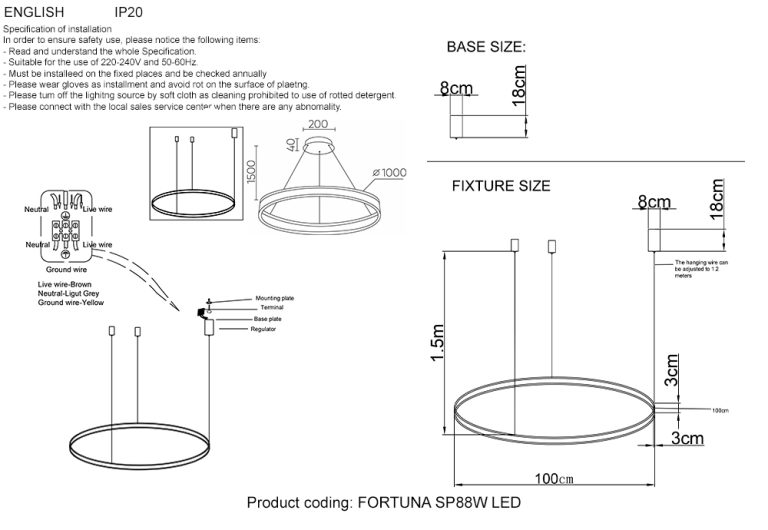 Подвесная люстра Crystal Lux FORTUNA SP88W LED BLACK