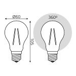 Лампа светодиодная филаментная Gauss E27 12W 2700K груша прозрачная 102902112