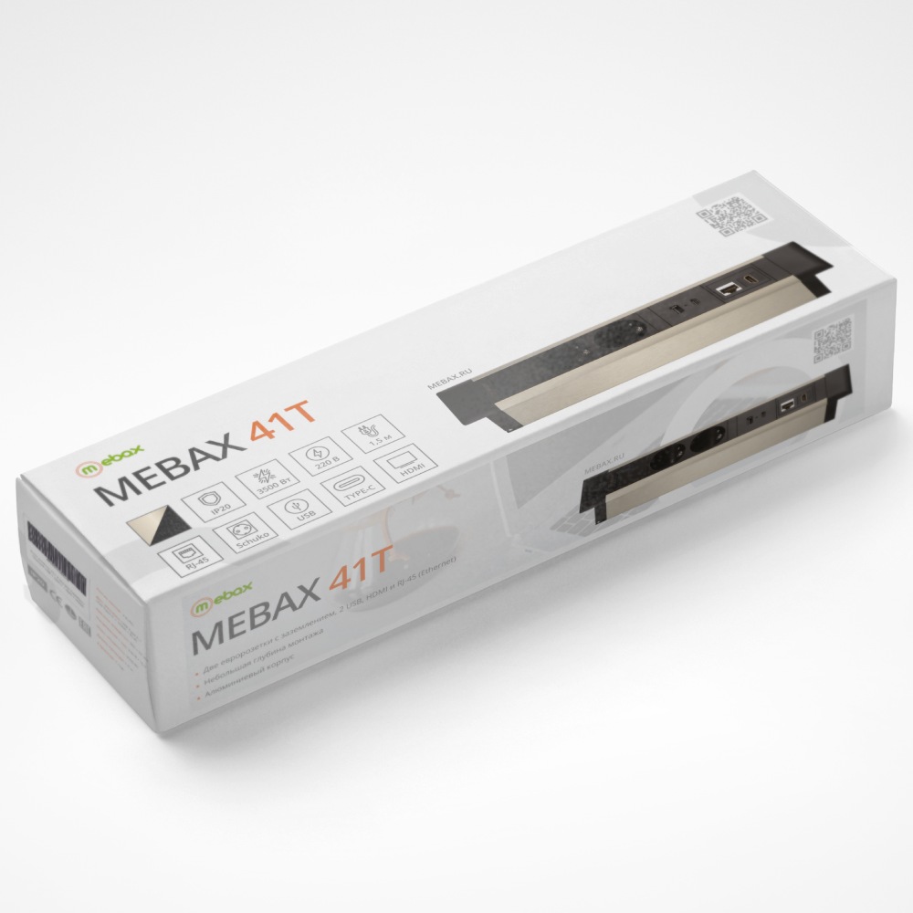 Блок розеток 41T (2 секции, USB + type C + RJ45 + HDMI) Mebax 00-00002593 Блок розеток 41T (2 секции, USB + type C + RJ45 + HDMI) Mebax 00-00002593