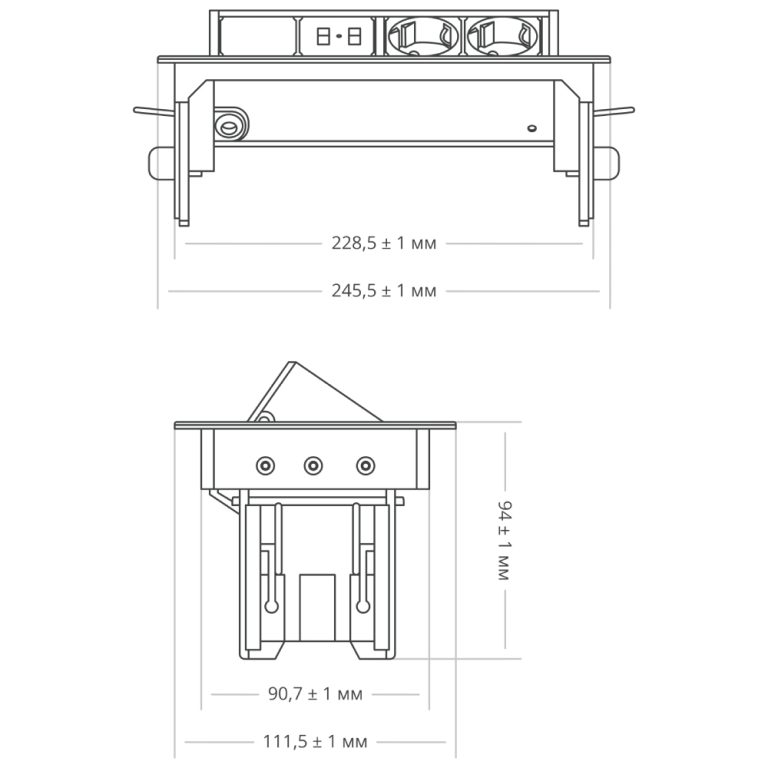 Блок розеток 47 (2 секции и 2 USB) Mebax 00-00000830