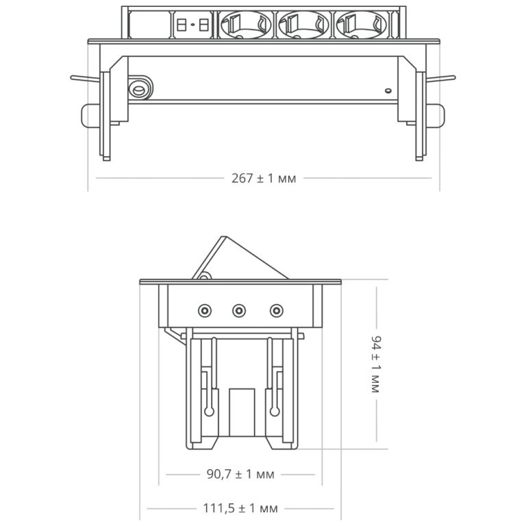 Блок розеток 47 (3 секции и 2 USB) Mebax 00-00001164