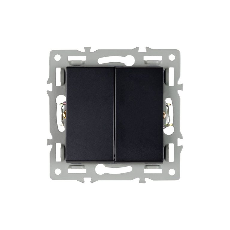 Механизм выключателя двухклавишный проходной Arlight SWT-MKP2-PL-BK (250V, 16A) 043728