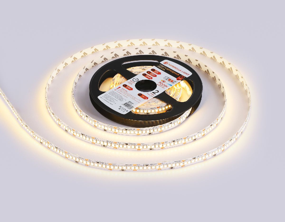 Светодиодная лента Ambrella Light LED Strip 12В 2835 19,2Вт/м 3000K 5м IP20 GS1501 Светодиодная лента Ambrella Light LED Strip 12В 2835 19,2Вт/м 3000K 5м IP20 GS1501