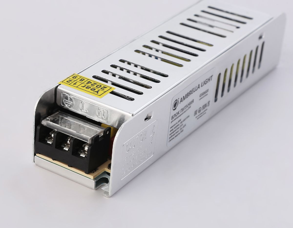 Блок питания с EMC для светодиодной ленты Ambrella Light Illumination 60Вт DC24В 2,5A IP20 GS8681 Блок питания с EMC для светодиодной ленты Ambrella Light Illumination 60Вт DC24В 2,5A IP20 GS8681