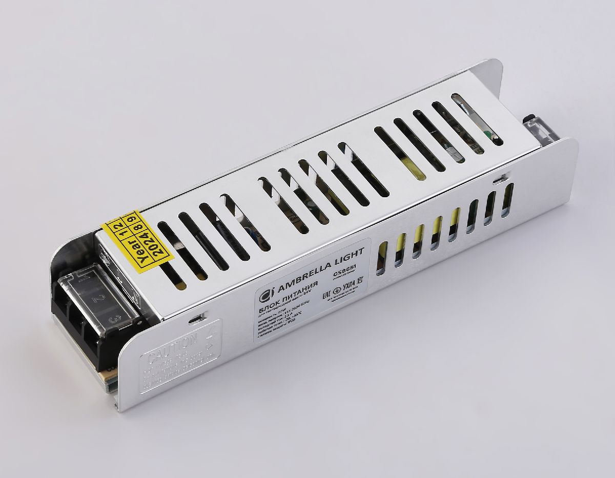 Блок питания с EMC для светодиодной ленты Ambrella Light Illumination 60Вт DC24В 2,5A IP20 GS8681 Блок питания с EMC для светодиодной ленты Ambrella Light Illumination 60Вт DC24В 2,5A IP20 GS8681