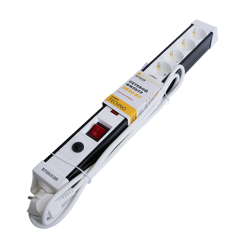 Сетевой фильтр 6-местный с/з Stekker Techno HM22-61-05 50152 Сетевой фильтр 6-местный с/з Stekker Techno HM22-61-05 50152