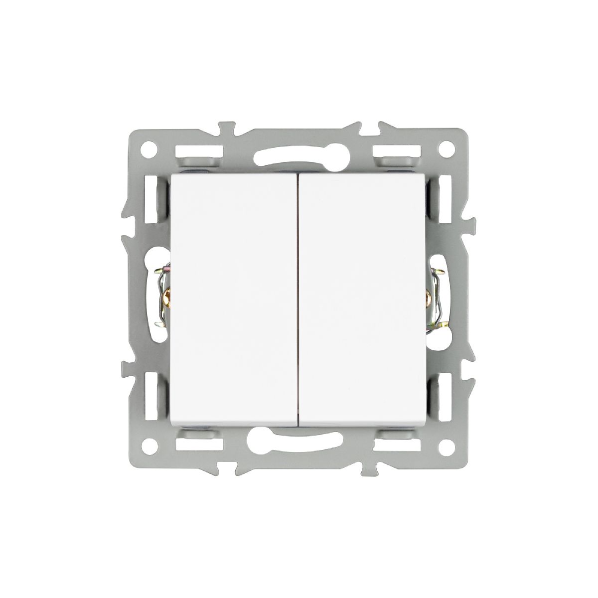 Механизм выключателя двухклавишный непроходной Arlight SWT-MK02-PL-WH (250V, 16A) 043724 Механизм выключателя двухклавишный непроходной Arlight SWT-MK02-PL-WH (250V, 16A) 043724