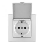 Комплект розетки с/з и шторками, защитной крышкой и рамкой Arte Milano SET06-1-41-1 silver