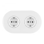 Круглая розетка двойная (двухпостовая) с/з и шторками Arte Milano SET08-2-40-1x2 white