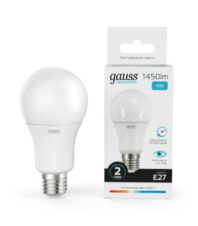Лампа cветодиодная Gauss E27 15W 4100K груша матовая 23225