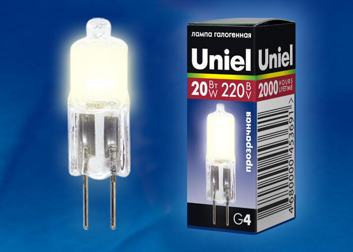 Лампа галогенная Uniel JC-220/20/G4 CL 01822 Лампа галогенная Uniel JC-220/20/G4 CL 01822