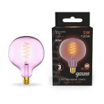 Лампа светодиодная диммируемая филаментная Gauss E27 5W 1800K шар розовый 1011802105
