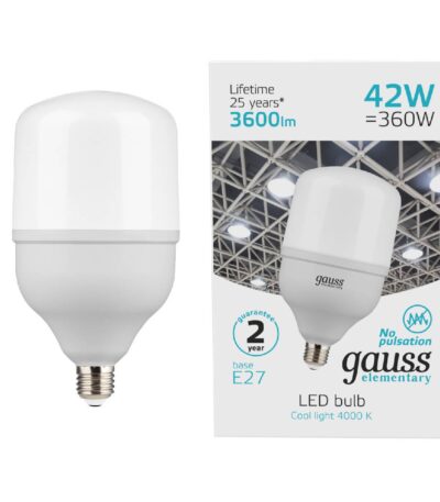 Лампа светодиодная Gauss E27 42W 4000K матовая 63224