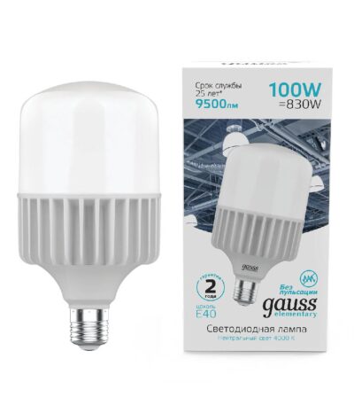 Лампа светодиодная Gauss E40 100W 4000K матовая 63420